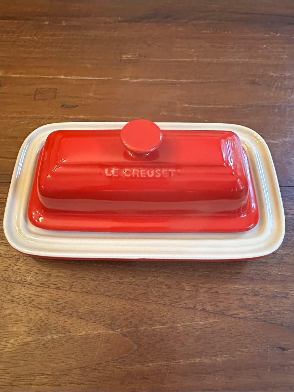 Le Creuset Red Cerise Stoneware Covered Butter Dish